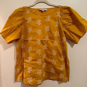 The Loft Women’s Yellow and White Floral Blouse